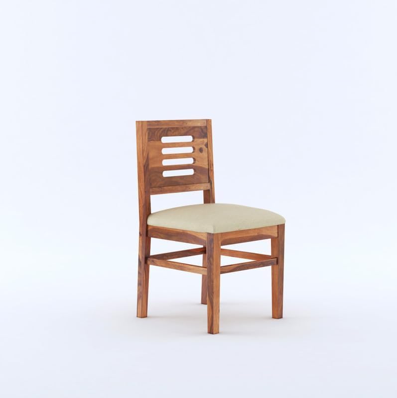 Image of Solid Sheesham Wood Dining Table Set with Chairs | Brown Modern Decorative Dining Set for Home /Office /Dining Room /Hotels | Honey, 6 Seater with Cushioned Chairs