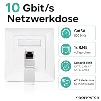 ProfiPatch Netzwerkdose LAN Dose Cat6A 500MHz Aufputz und Unterputz 1x RJ45 Port Anschluss Oben/unten POE CAT7,CAT6A,CAT6,CAT5 geschirmt weiß – Ansicht 2