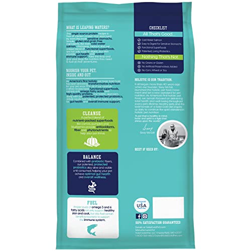 Solid Gold Leaping Waters - Dry Dog Food For Sensitive Stomach - Grain & Gluten Free - With Salmon & Vegetables - Digestive Probiotics For Gut Health - Omega, Superfood & Antioxidant Support For Dogs #TOP1