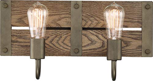 Image of Nuvo 60 /6428 Winchester 2-Light Vanity Fixture, Bronze & Aged-Wood Finish