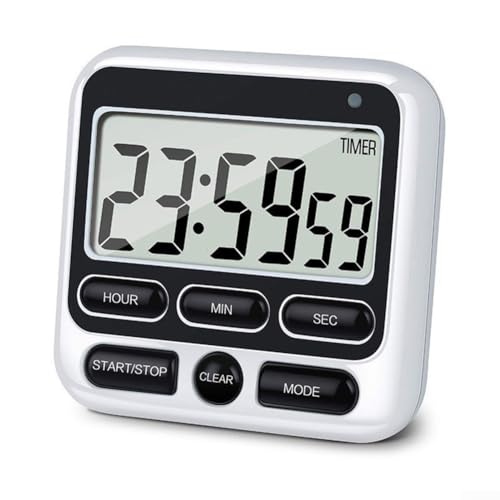 Temporizador LCD fácil de usar con alarma fuerte y parte trasera magnética, cuenta arriba y abajo para aplicaciones de cocina y ejercicio (negro)