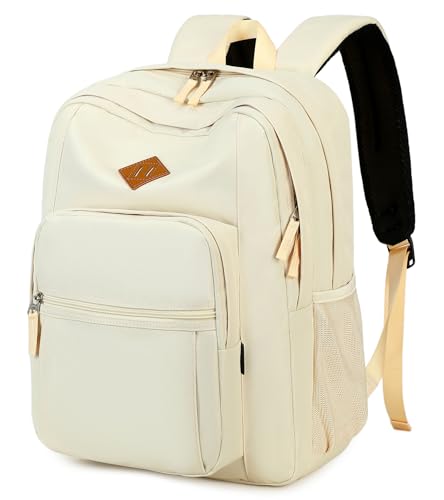 Image of abshoo Classical Basic Womens Travel Backpack For College Men Water Resistant Bookbag (Cream Beige)