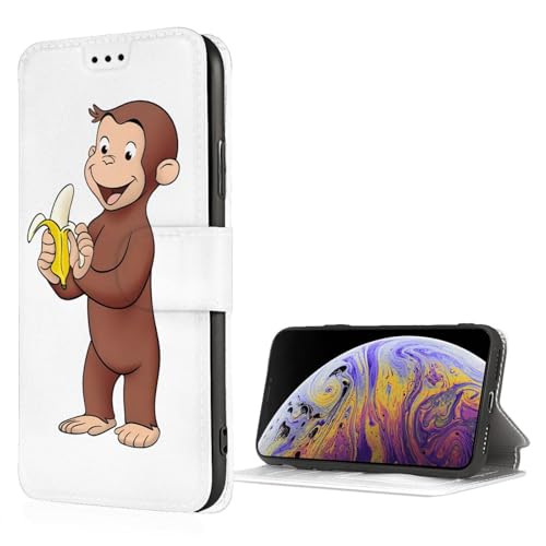 Iphone Se3 Iphone Se2 Iphone8 Iphone7 ケース おさるのジョージ おしゃれ かわいい 漫画 Puレザー スマホケース 手帳型 カバー 財布型 互換性がある カード収納 軽量 薄型 耐衝撃 人気 ギフト
