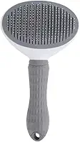 Escova Pelos Pet Automática Rasqueadeira Magica para Cães e Gatos com Cabo Texturizado de Alta Aderência (Cinza)