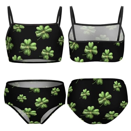 Leaf Clover St-Patrick's-Days Shamrock Girls Swimsuits Two Piece Bikini Sets Beach Sport Swimwear Bathing Suit3