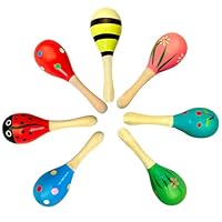 7 Pcs Wooden Baby Maracas, Baby Musical Instrument, Colorful Maracas for Musical Fun, Birthday Parties,Homes, Schools, Performances,Classroom Prize Supplies(A)