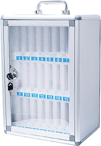 12/24 /36/48/60 Slots Cell Phone Locker Box Aluminum Alloy Lockable Military School Classrooms Put Mobile Phone Management Storage Cabinets On The Wall (Color : Silver Size : 24)