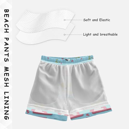 Cute Dogs Blue Boy's Swimwear Trunks Youth Teen Board Swimming Shorts Lightweight with Pocket Beachwear 2T4