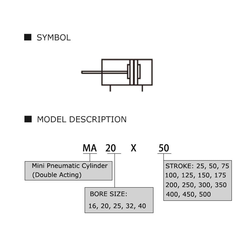 Luftschieberbaugruppe MA Doppeltwirkender Mini-Pneumatikzylinder, Präzisions-Einkolben-Reibungswiderstands-Pneumatikzylinder, 1 Stück(175MM*25MM)
