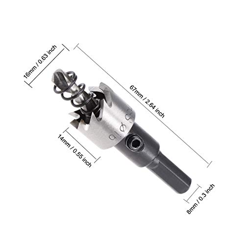 sourcingmap 16mm HSS Drill Bit Hole Saw for Stainless Steel Metal Alloy Wood, 16x14mm - Image 2
