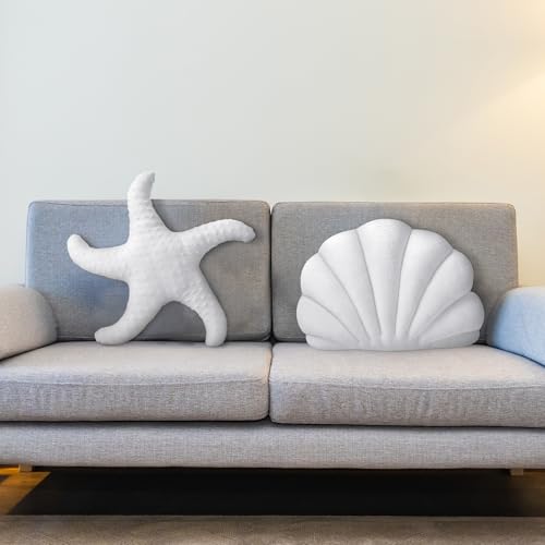 Newwiee JAN-NEWWIEE-370 2 Pcs Starfish Pillow 20'' Seashell Throw Pillows 13X10'' Beach Starfish Shell Shaped Throw Pillows Soft Home Decorative Pillow Cute Plush Coastal Decor thumb #5