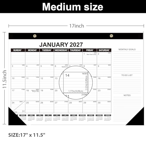 Image of GuassLee Desk Calendar 2026, 3 Packs, 19 Months Calendar 17 inch x 11.5 inch Desk Calendar from Jun. 2026 to Dec. 2027 with Julian Date, To-do List, Notes, Monthly Goals, for Home School Office