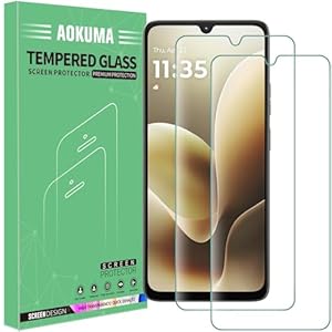 AOKUMA Tempered Glass for Motorola Moto G06/G06 Power, Screen Protector, [2 Pack] Premium Quality Guard Film, Case Friendly, Shatterproof, Shockproof, Scratchproof, Oilproof