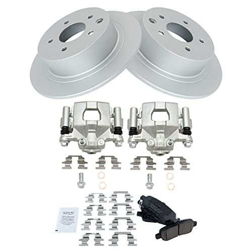 Image of TRQ Rear Brake Pad and Rotor Set Ceramic G Coated Rotors Calipers