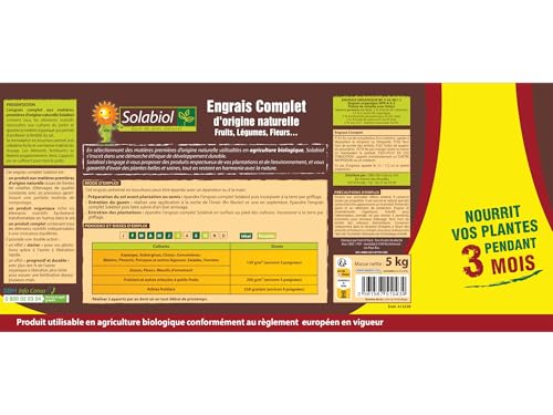 Solabiol SOCOMP5 Volldünger - Obst, Gemüse, Blumen | Eimer 5 Kg Verwendbar in der ökologischen Landwirtschaft
