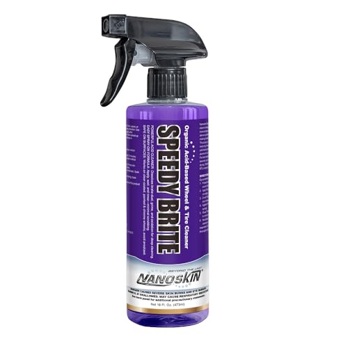 Nanoskin SPEEDY BRITE Pro Grade Wheel & Tire Acid Cleaner 16 Oz. - Chrome & Coated Wheel Safe Cleaning with Organic Acid | Removes Brake Dust & Road Grime for Auto Detailing Body Shop Safe