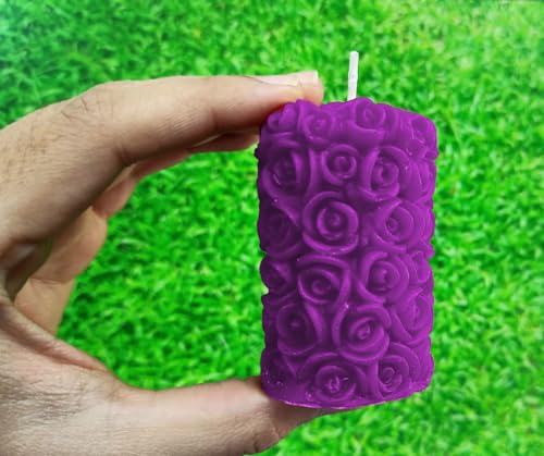 Image of Wax Scented Candles For Home Decor, Lavender Fragrance, Pillar And Floating Candles Combo, Purple Colour, Pack Of 10, 4 X 7 Cm