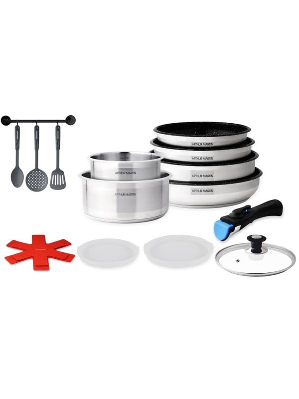 Arthur Martin AM1526CR Kochgeschirr, 15-teilig, Edelstahl, abnehmbar