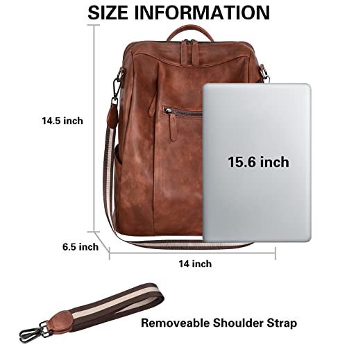 Backpack-Purse-for-Women-Large-Shoulder-Bags-with-USB-Charging-Port-fit-156-inch-laptop-Waterproof-PU-Leather-Casual-Women-Handbag-Anti-Theft-Bookbag-Purse-for-Work-Office-Travel-College-School