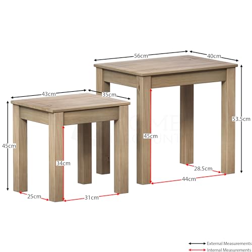 Vida Designs Panama Nest of 2 Tables Unit Solid Pine Modern Side Lamp Living Room Furniture - Image 3