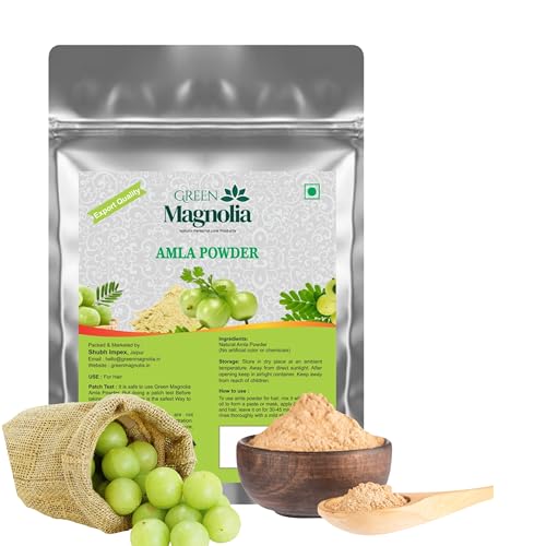 Image of GREEN MAGNOLIA Pure & Natural Amla Powder Indian Gooseberry Powder for Hair No Chemicals No Artificial Color For Hair Growth Strength & Shine (150gm)