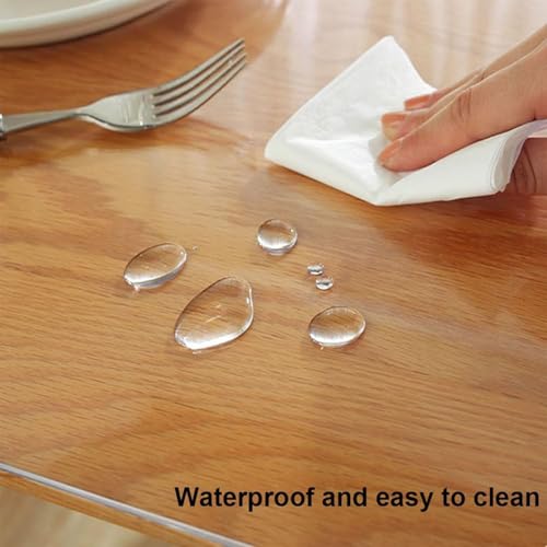 Nappe transparente PVC film protection table bord biseauté givré imperméable