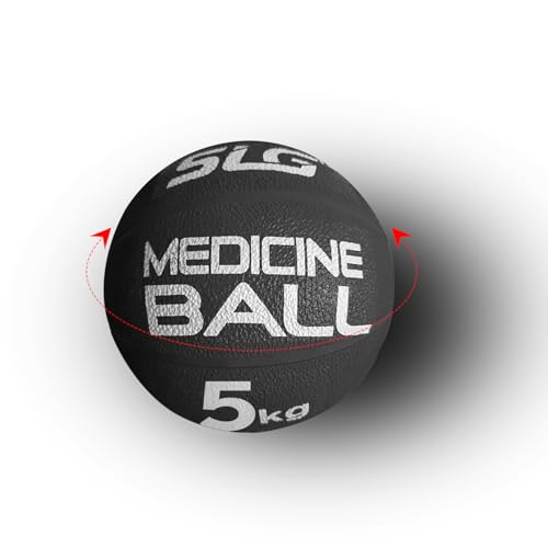 Image of SLG Rubber Medicine /Exercise Ball -Upper & Lower Body Exercises |Fitness Ball for Strength, Balance & Core Workouts| Material:Rubber(Black, 5 Kg)