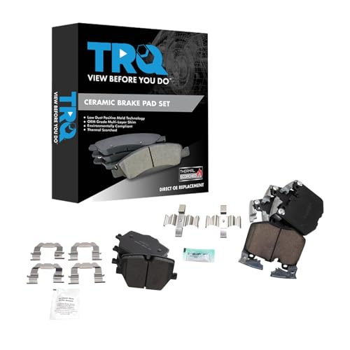 TRQ Front and Rear Brake Pad Set Ceramic Hardware Compatible with 2019-2021 BMW 330i 330i xDrive 2020-2021 Z4 2020 M340i M340i xDrive 2020 Toyota GR Supra