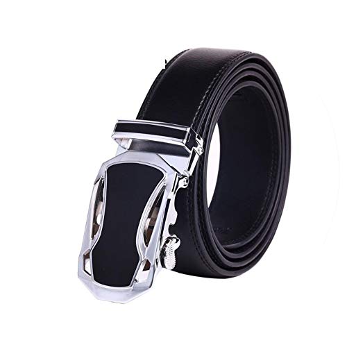 Mens Dress Leather Belt Automatic Ratchet Buckle Belts For Men Black 35mm Width