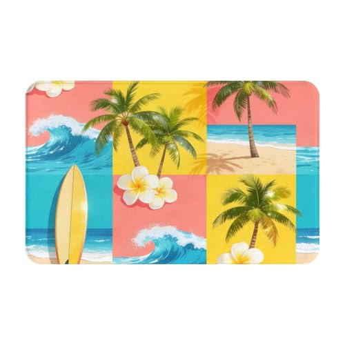 Dusviba Felpudo de interior con diseño de árbol de coco de verano, 80 x 49 cm