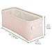 mDesign Narrow Fabric Storage Bin Basket with Handles for Bathroom Closet, Vanity, Cabinet, Cubby, Countertop, Small Slim Baskets for Towels, Toilet Tissue, Crane Collection - Light Pink