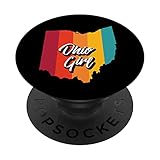 ohio girl home state retro anni '70 strisce ohio retro nero popsockets popgrip intercambiabile