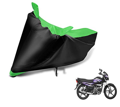 Image of Auto Hub Bike Cover Compatible with Hero Super Splendor with Mirror Pocket, Dustproof, Heat Resistant, Triple Stitched, Super Splendor Bike Cover- Black, Green