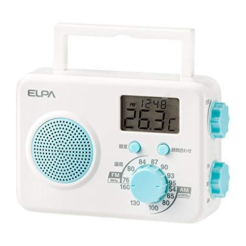 【中古】「非常に良い」朝日電器 ELPA(エルパ) AM/FMシャワーラジオ 水回りで使える 時計や温度を表示できる液晶画面 ER-W40F 41YQEARs-PL.jpg