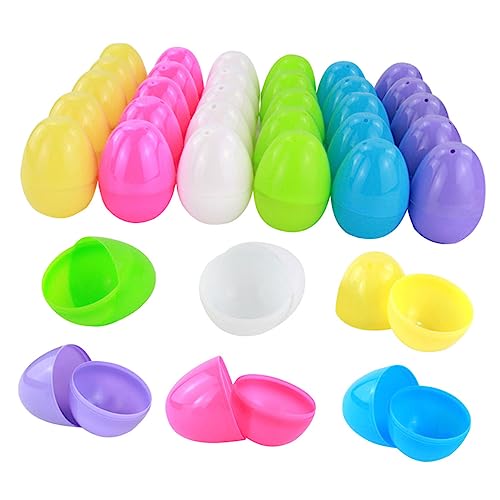 HONMEET 36 Piezas Huevos de Pascua de Plástico para Rellenar Cajas de Forma de Huevo Resistentes y Fáciles de Abrir Decorativos para Manualidades Surtido de Colores Color Color Aleatorio
