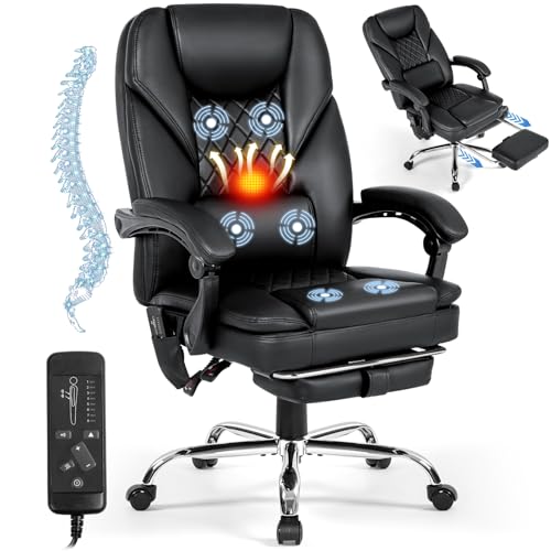 10 Best Home Chair for Herniated Disc: Top Ergonomic Picks for Pain Relief 10 Mvpipi Massage Office Chair with Foot Rest, 6-Point Vibration and Heat Ergonomic Executive Chair, High Back Reclining Leather Desk Chair with 135° Recline, 400 LBS, Cozy