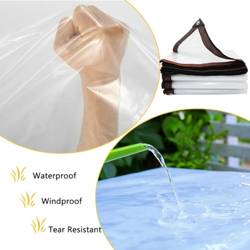 Bache pliable avec oeillets 6x9m transparente contre le vent fort - 6