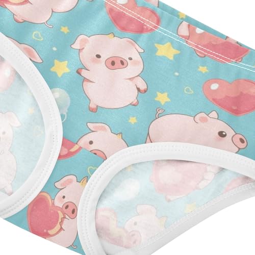 Wusikd Cute Pink Piglets Girls' Underwear Cotton Heart-shaped Stars Girls Briefs Soft Toddler Underwear 2T4