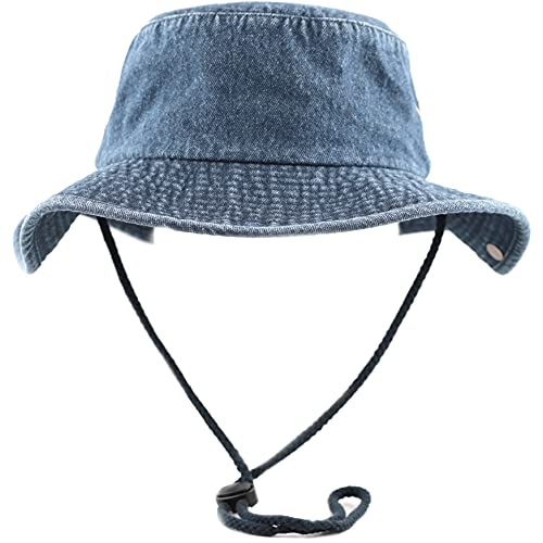 The Hat Depot 300N1510 Wide Brim Foldable Double-Sided Outdoor Boonie Bucket Hat (L/XL, Dk.Denim)