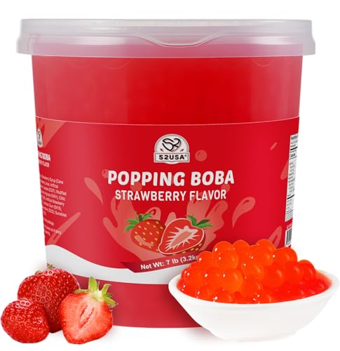 52USA Strawberry Popping Boba Peals 7.05 Pounds, Bursting Boba Pearls