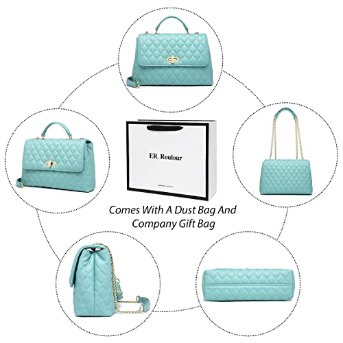 Image of ER.Roulour Quilted Crossbody Bags for Women, Trendy Roomy Shoulder Handbags with Flap Gold Hardware Chain Purses Shoulder Bag