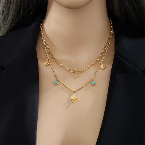 Collier synthétique papillon vert, le cadeau idéal pour femmes et filles