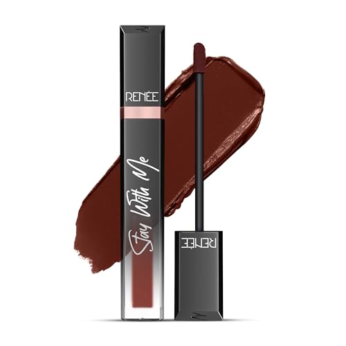 Image of RENEE Stay With Me Matte Transferproof Liquid Lipstick- Loco For Cocoa| Waterproof & Smudge-proof | Bold Pigment, Lightweight & Long-lasting | With Hyaluronic Acid & Vitamin E | 6 ml