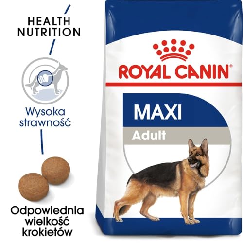 Royal Canin Maxi Adult | 4 kg | Alleinfuttermittel für Hunde großer Rassen | Omega -3 Fettsäuren für Haut und Fell | Abgestimmter Energiegehalt und angepasste Krokettengröße