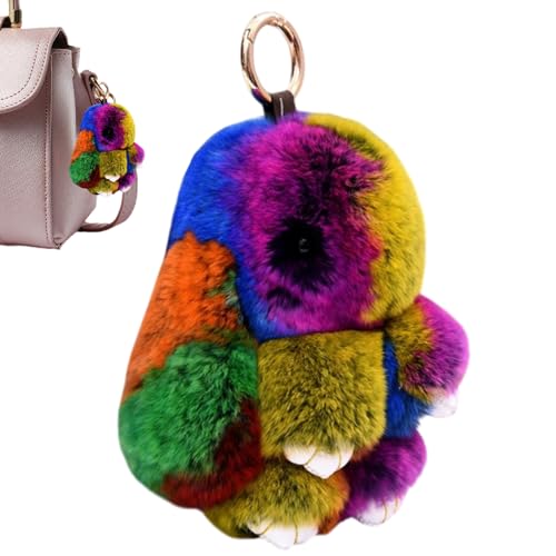Genérico Plush Rabbit Keychain - Accesorio de de conejito esponjoso, encantador colgante de juguete blando con lata de almacenamiento | Ornamento de bolsos elegantes para bolsos de mochila