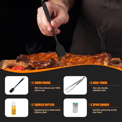 Kit accessoires pour barbecue 28pcs en acier inoxydable noir - 7