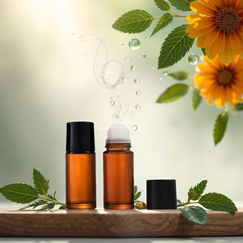 2Pcs 50ml Brown Glass Essential Oil Roller Bottles Refillable Roll on Empty Deodorant Bottle Containers Rollerball for Fragrance Roller Bottles Ball Applicator,Rollerball Bottle4