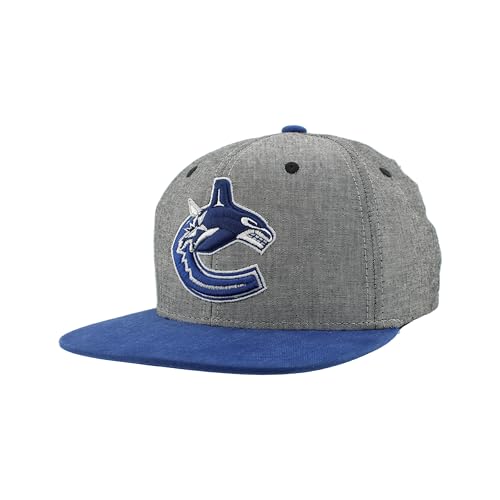 ZHATS Vancouver Canucks NHL Officially Licensed Adjustable Snapback Hat Chambray Heather Black