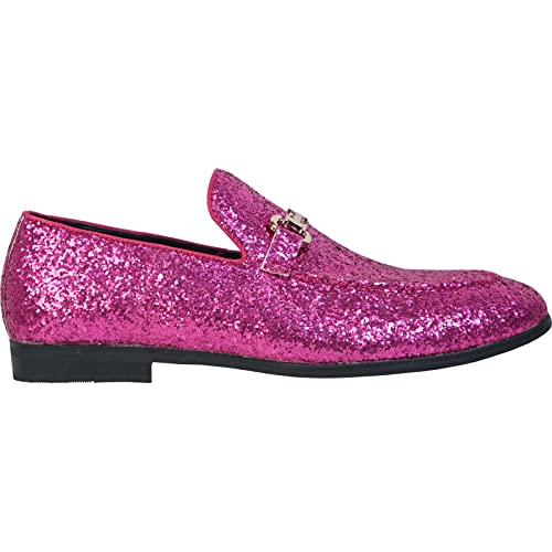 Image of bravo! Men Dress Shoe Prom Slip-on Loafer Lace-up Oxford Cap Toe Metallic Glitter for Wedding Prom Black Blue Green Gold Pink Pewter Purple Silver Red