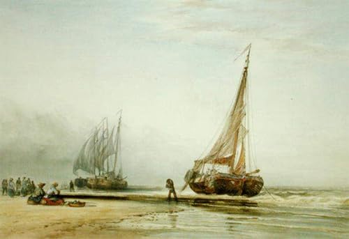 Affiche Toile Bateaux de pêche hollandais pour salon marin élégant